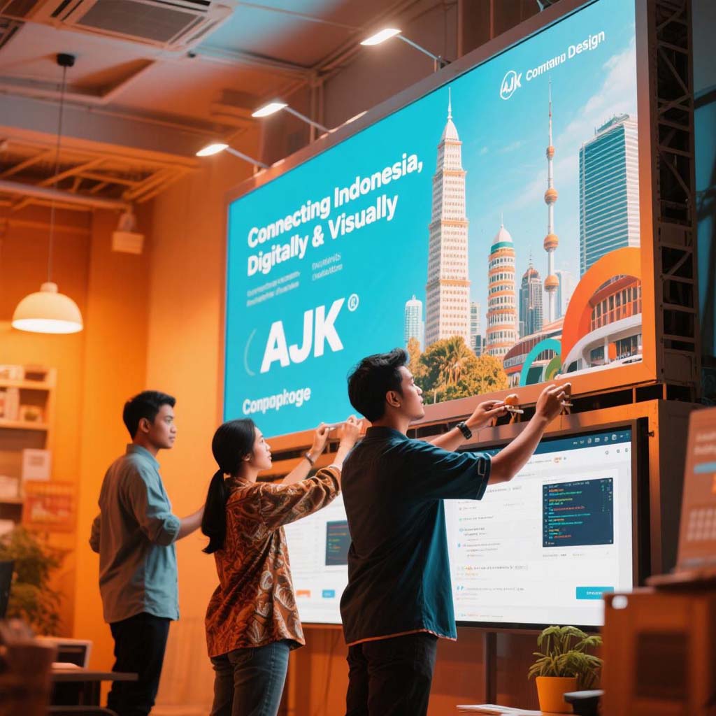 Bright, colorful advertising media samples including billboards, banners, neonbox and LED displays in an outdoor and indoor setup